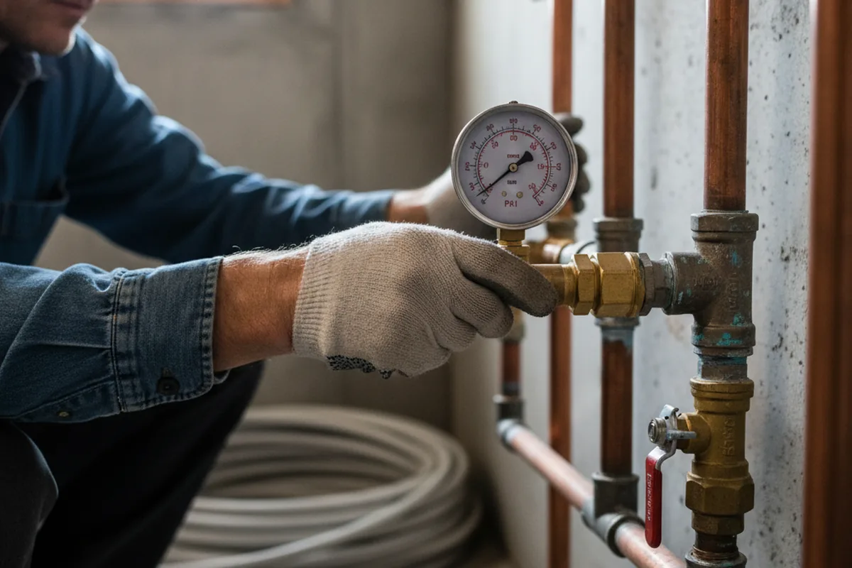 Pressure testing a repaired line during Water Line Repair in Lancaster